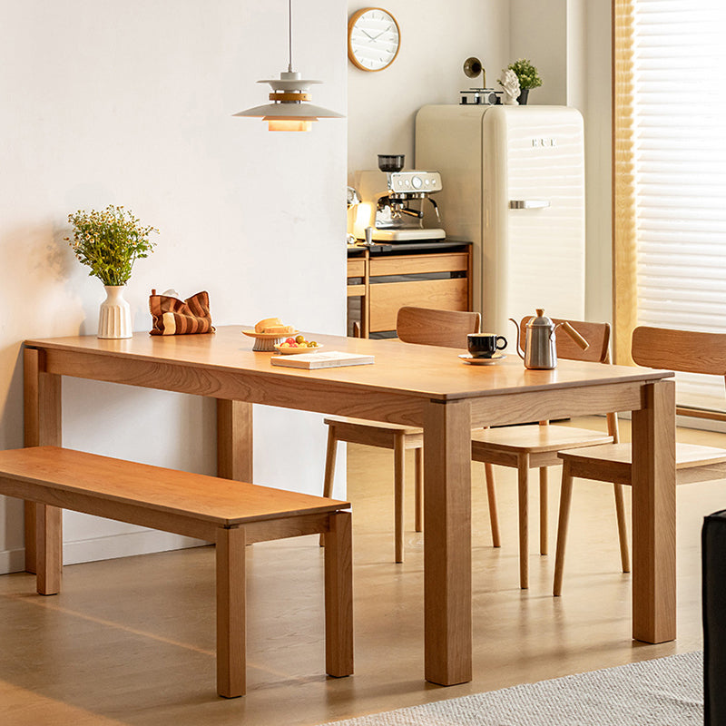 Modern Minimalist Cherry Wood &amp; Beech Wood Decorative Rectangular Backless Armless Bench For Entryway &amp; Dining Room