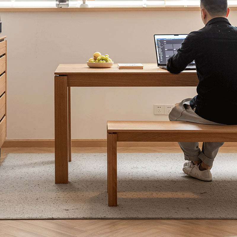 Modern Minimalist Cherry Wood &amp; Beech Wood Decorative Rectangular Backless Armless Bench For Entryway &amp; Dining Room