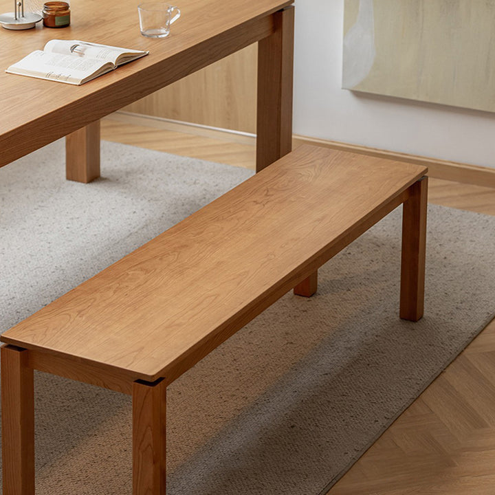 Modern Minimalist Cherry Wood &amp; Beech Wood Decorative Rectangular Backless Armless Bench For Entryway &amp; Dining Room