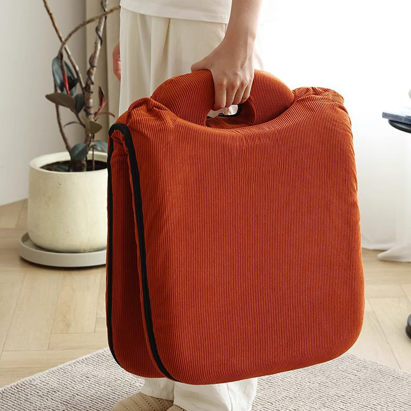 Modern Minimalist Corduroy Fabric Iron Steel Tube Square Foldable Adjustable With 5-Position Backrest Armless Low Stool For Living Room