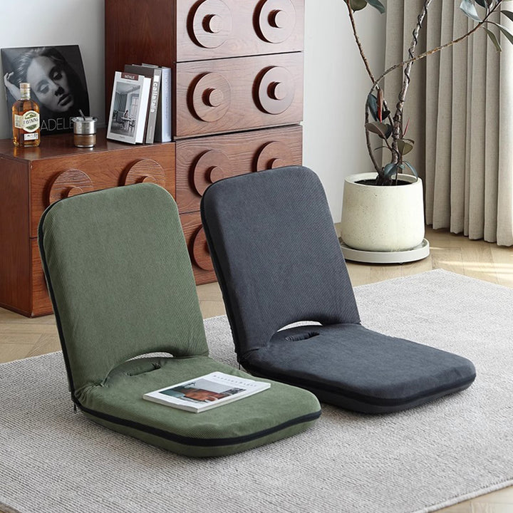 Modern Minimalist Corduroy Fabric Iron Steel Tube Square Foldable Adjustable With 5-Position Backrest Armless Low Stool For Living Room