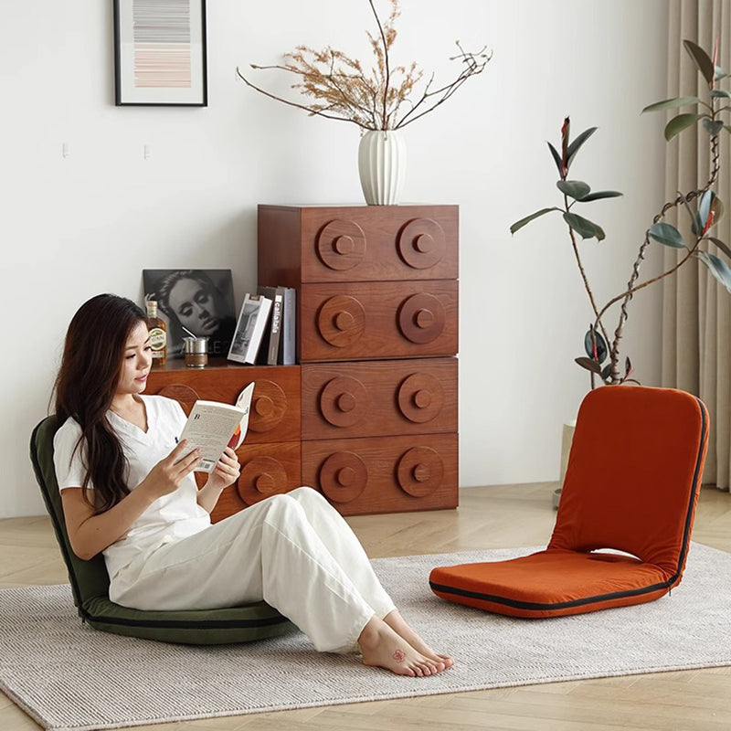Modern Minimalist Corduroy Fabric Iron Steel Tube Square Foldable Adjustable With 5-Position Backrest Armless Low Stool For Living Room