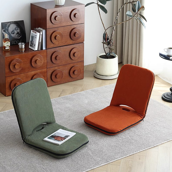 Modern Minimalist Corduroy Fabric Iron Steel Tube Square Foldable Adjustable With 5-Position Backrest Armless Low Stool For Living Room