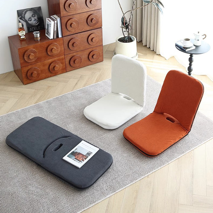 Modern Minimalist Corduroy Fabric Iron Steel Tube Square Foldable Adjustable With 5-Position Backrest Armless Low Stool For Living Room