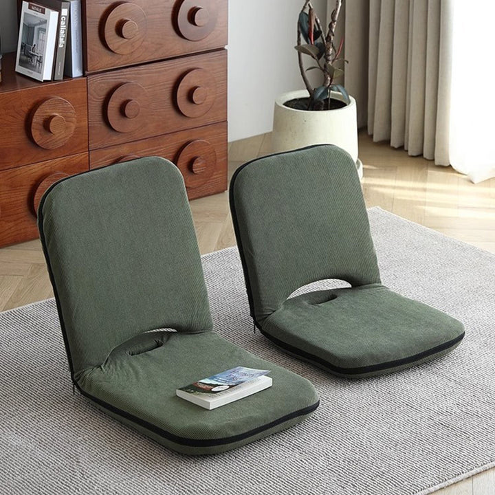 Modern Minimalist Corduroy Fabric Iron Steel Tube Square Foldable Adjustable With 5-Position Backrest Armless Low Stool For Living Room