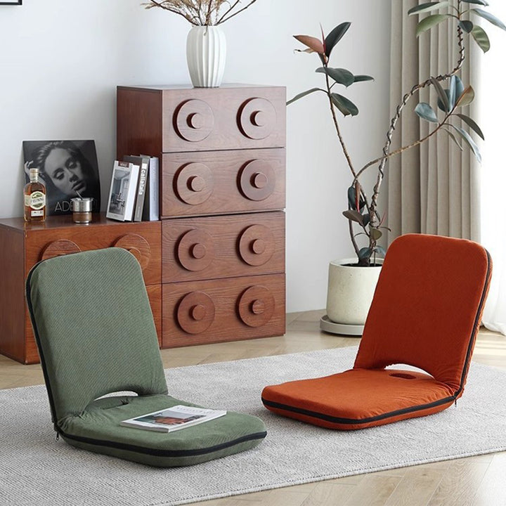 Modern Minimalist Corduroy Fabric Iron Steel Tube Square Foldable Adjustable With 5-Position Backrest Armless Low Stool For Living Room