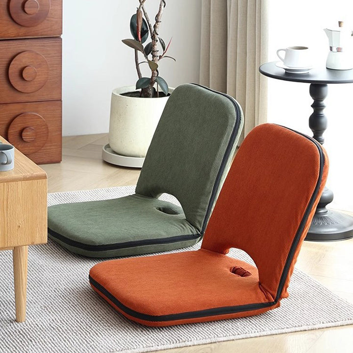Modern Minimalist Corduroy Fabric Iron Steel Tube Square Foldable Adjustable With 5-Position Backrest Armless Low Stool For Living Room