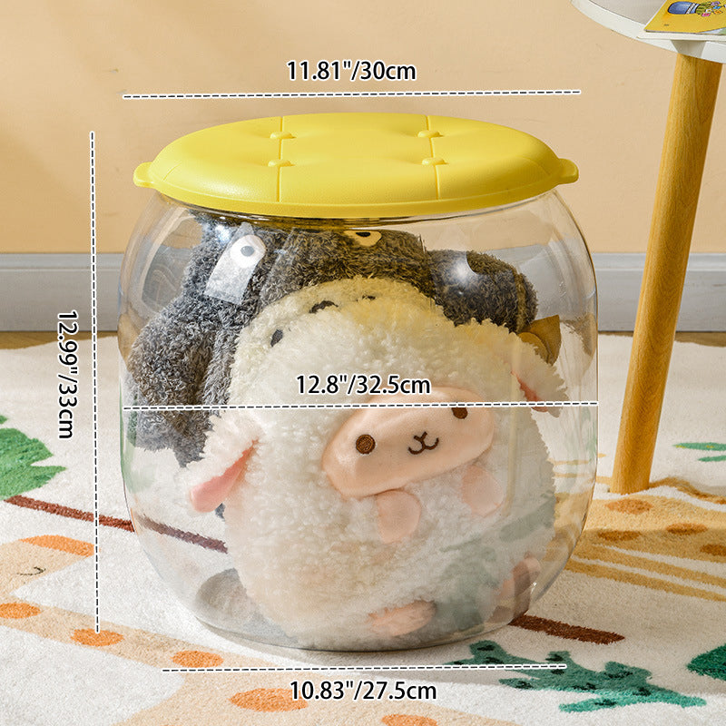 Modern Minimalist PP &amp; PET Transparent Storage Ottoman Space-Saving Stackable Round With Lid Backless Armless Storage Stool For Living Room