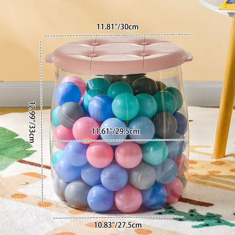 Modern Minimalist PP &amp; PET Transparent Storage Ottoman Space-Saving Stackable Round With Lid Backless Armless Storage Stool For Living Room