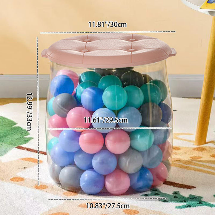 Modern Minimalist PP &amp; PET Transparent Storage Ottoman Space-Saving Stackable Round With Lid Backless Armless Storage Stool For Living Room