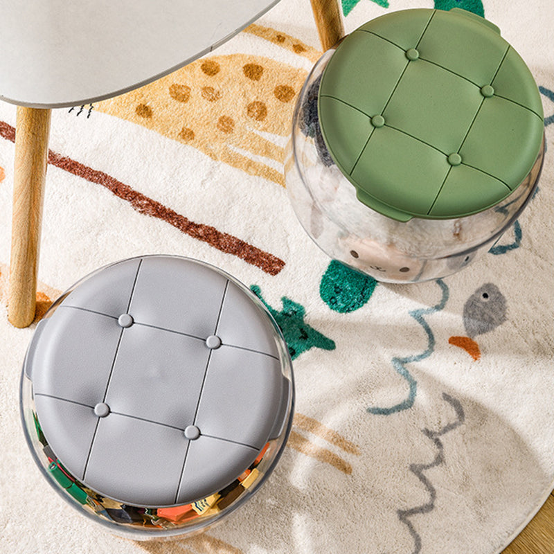 Modern Minimalist PP &amp; PET Transparent Storage Ottoman Space-Saving Stackable Round With Lid Backless Armless Storage Stool For Living Room