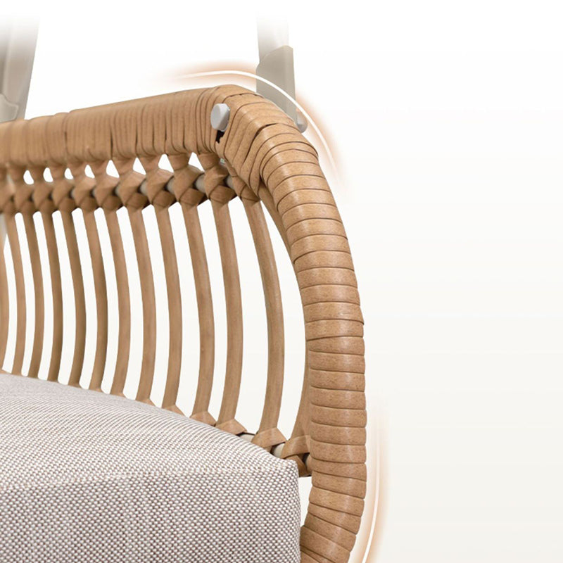 Modern Minimalist Faux Rattan Weaving Faux Leather Galvanized Tube Wicker Double Hanging Chair Decorative Basket Shaped Backrest Armrests For Outdoor Patio &amp; Garden