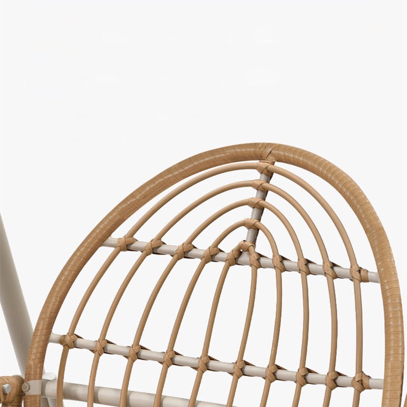 Modern Minimalist Faux Rattan Weaving Faux Leather Galvanized Tube Wicker Double Hanging Chair Decorative Basket Shaped Backrest Armrests For Outdoor Patio &amp; Garden
