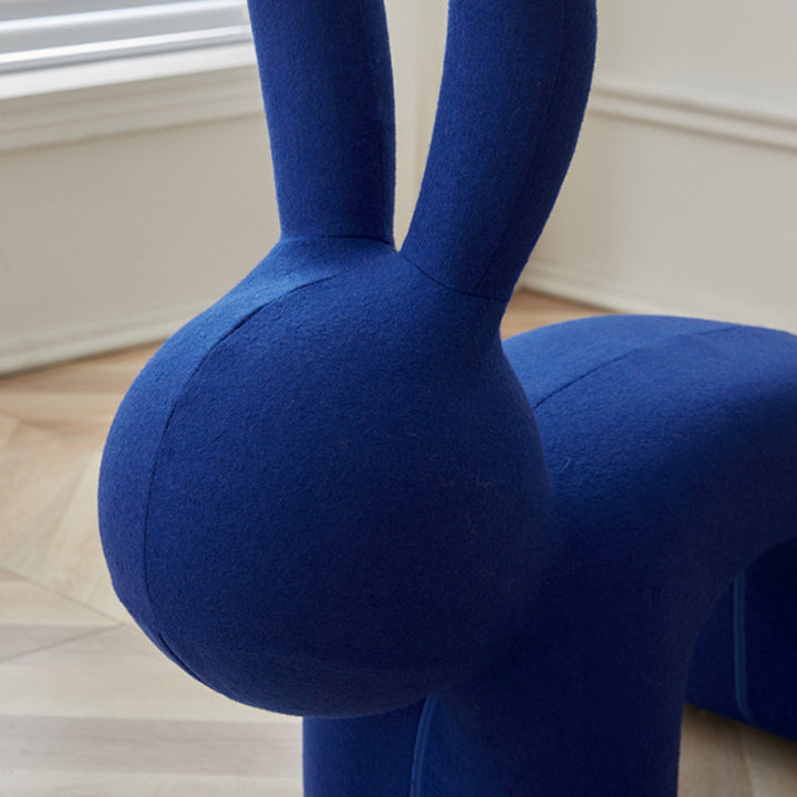 Modern Minimalist Ice Velvet Iron Rabbit-Shaped Upholstered Decorative Plush Animal Kids Backrest Armless Low Stool For Living Room