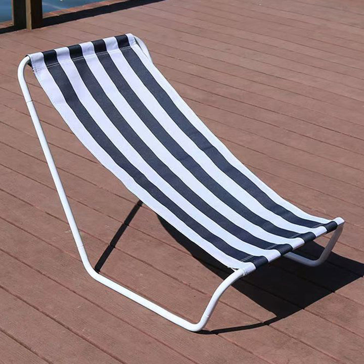 Modern Minimalist Iron Oxford Fabric Foldable Lightweight Backrest Armless Outdoor Lounge Chair For Outdoor