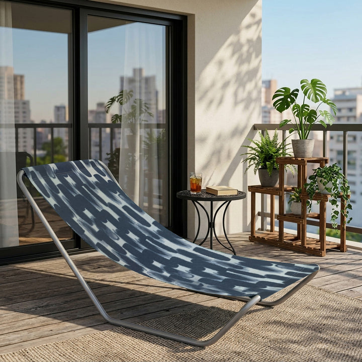 Modern Minimalist Iron Oxford Fabric Foldable Lightweight Backrest Armless Outdoor Lounge Chair For Outdoor