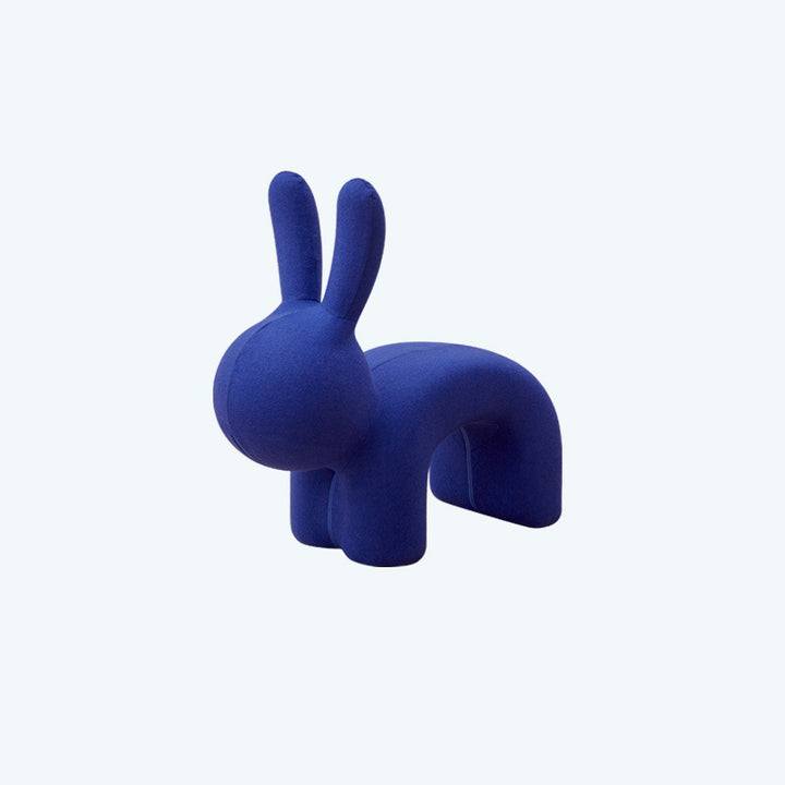 Modern Minimalist Ice Velvet Iron Rabbit-Shaped Upholstered Decorative Plush Animal Kids Backrest Armless Low Stool For Living Room