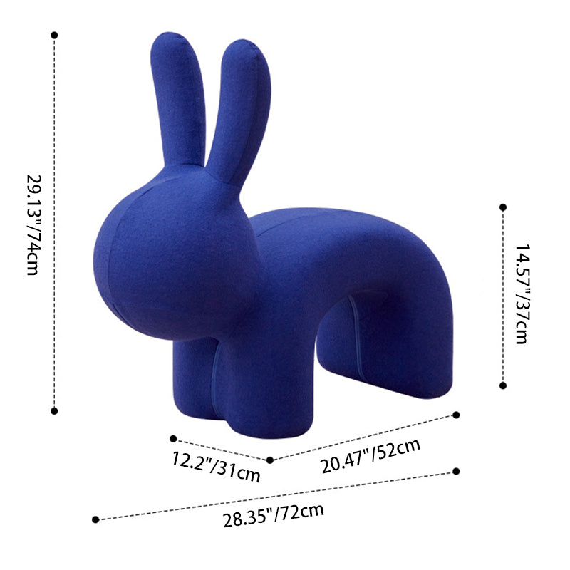 Modern Minimalist Ice Velvet Iron Rabbit-Shaped Upholstered Decorative Plush Animal Kids Backrest Armless Low Stool For Living Room