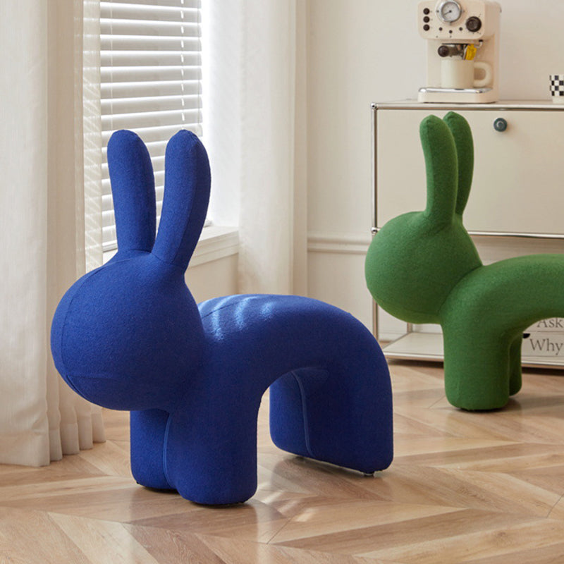 Modern Minimalist Ice Velvet Iron Rabbit-Shaped Upholstered Decorative Plush Animal Kids Backrest Armless Low Stool For Living Room
