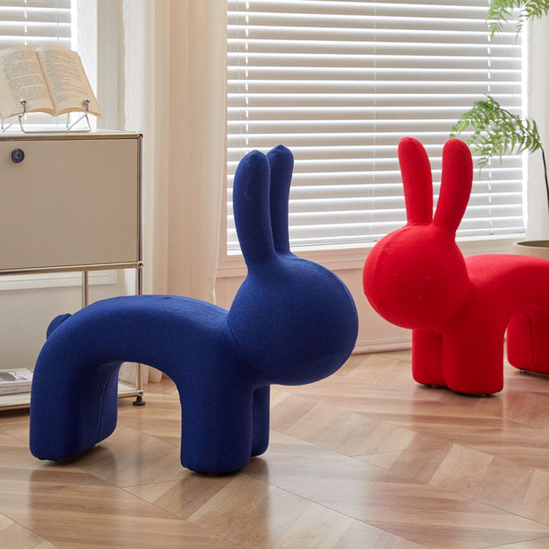 Modern Minimalist Ice Velvet Iron Rabbit-Shaped Upholstered Decorative Plush Animal Kids Backrest Armless Low Stool For Living Room
