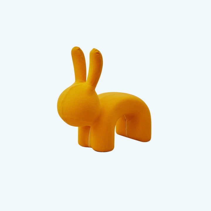 Modern Minimalist Ice Velvet Iron Rabbit-Shaped Upholstered Decorative Plush Animal Kids Backrest Armless Low Stool For Living Room