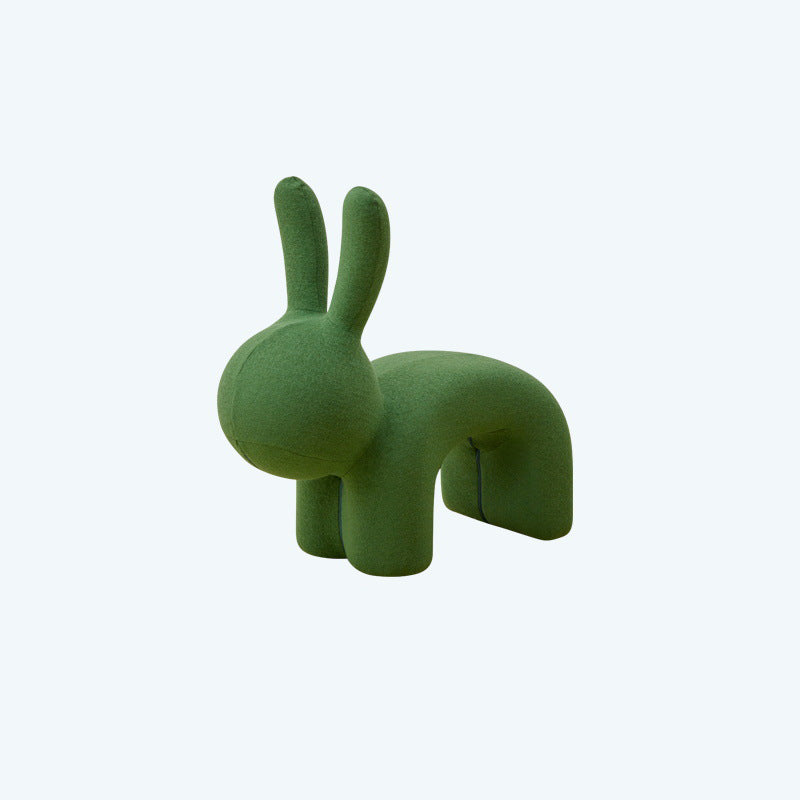 Modern Minimalist Ice Velvet Iron Rabbit-Shaped Upholstered Decorative Plush Animal Kids Backrest Armless Low Stool For Living Room