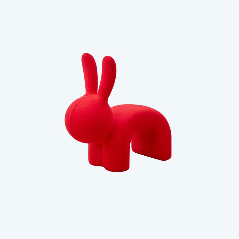 Modern Minimalist Ice Velvet Iron Rabbit-Shaped Upholstered Decorative Plush Animal Kids Backrest Armless Low Stool For Living Room
