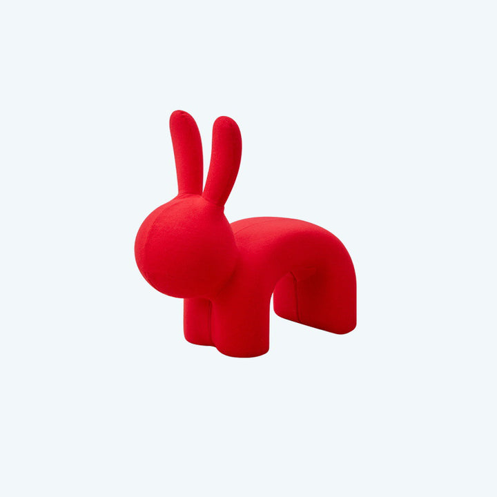 Modern Minimalist Ice Velvet Iron Rabbit-Shaped Upholstered Decorative Plush Animal Kids Backrest Armless Low Stool For Living Room