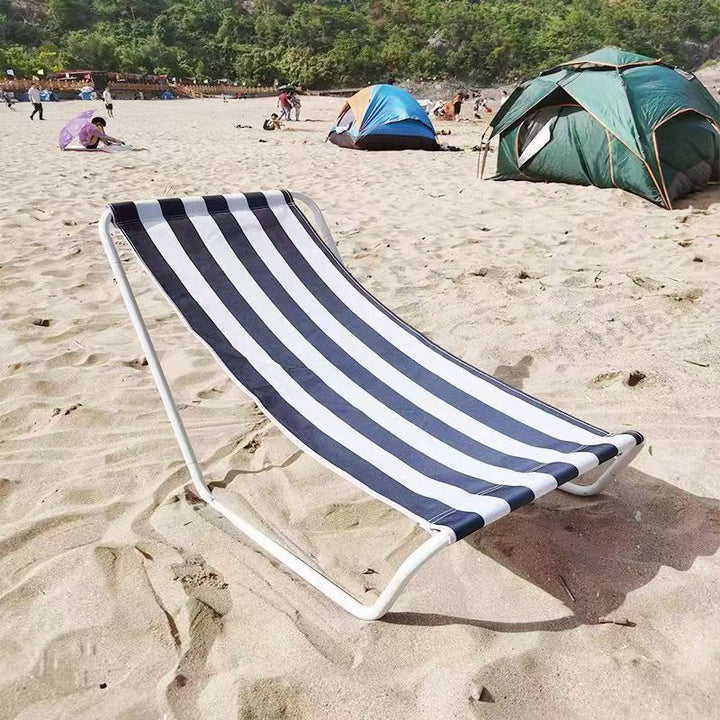 Modern Minimalist Iron Oxford Fabric Foldable Lightweight Backrest Armless Outdoor Lounge Chair For Outdoor