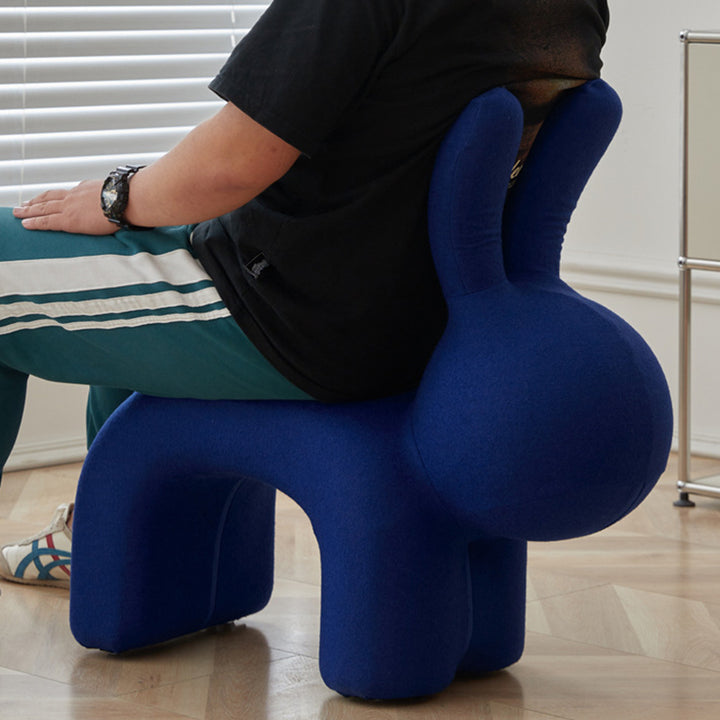 Modern Minimalist Ice Velvet Iron Rabbit-Shaped Upholstered Decorative Plush Animal Kids Backrest Armless Low Stool For Living Room