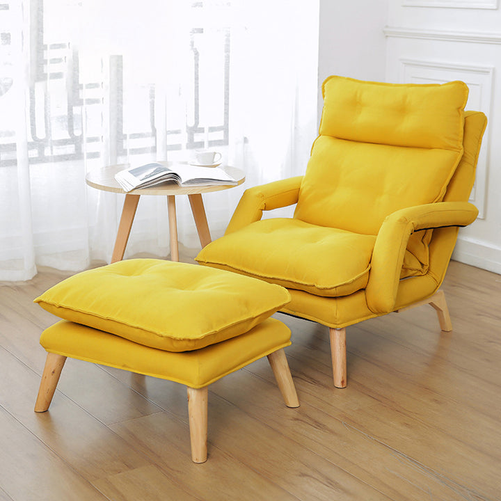 Modern Minimalist Polyester Steel Rubberwood Foam Sponge &amp; PP Cotton Padded Cozy Fabric With Adjustable Backrest Armrest Accent Chair For Living Room