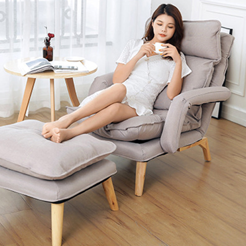 Modern Minimalist Polyester Steel Rubberwood Foam Sponge &amp; PP Cotton Padded Cozy Fabric With Adjustable Backrest Armrest Accent Chair For Living Room