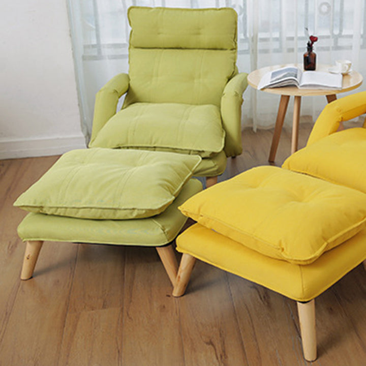Modern Minimalist Polyester Steel Rubberwood Foam Sponge &amp; PP Cotton Padded Cozy Fabric With Adjustable Backrest Armrest Accent Chair For Living Room