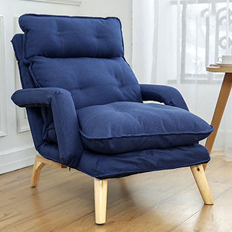 Modern Minimalist Polyester Steel Rubberwood Foam Sponge &amp; PP Cotton Padded Cozy Fabric With Adjustable Backrest Armrest Accent Chair For Living Room