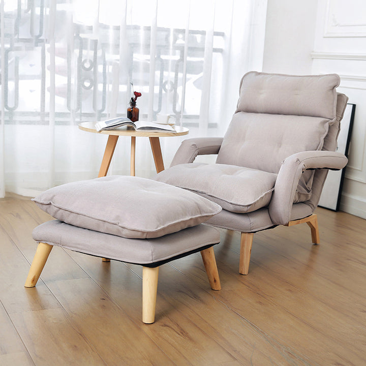 Modern Minimalist Polyester Steel Rubberwood Foam Sponge &amp; PP Cotton Padded Cozy Fabric With Adjustable Backrest Armrest Accent Chair For Living Room