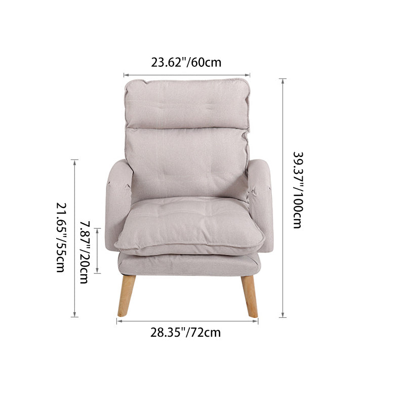 Modern Minimalist Polyester Steel Rubberwood Foam Sponge &amp; PP Cotton Padded Cozy Fabric With Adjustable Backrest Armrest Accent Chair For Living Room