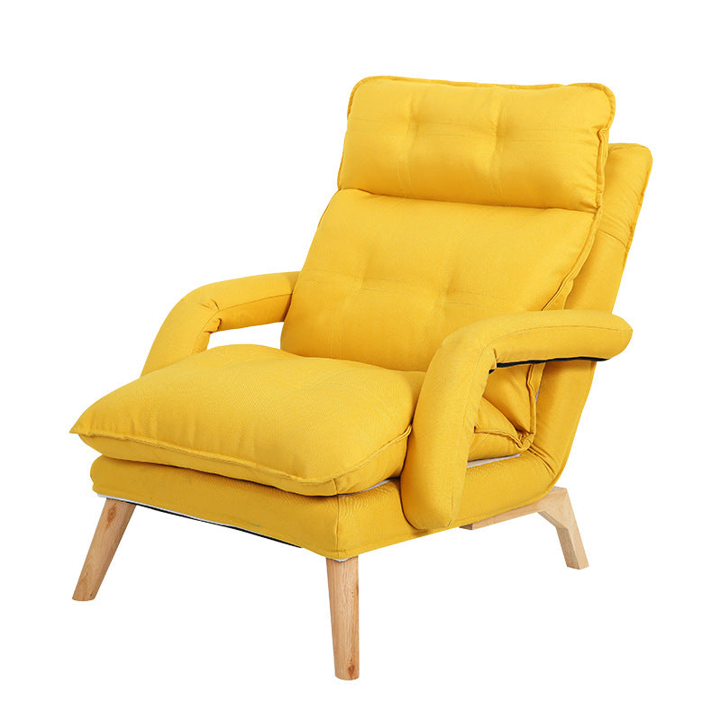 Modern Minimalist Polyester Steel Rubberwood Foam Sponge &amp; PP Cotton Padded Cozy Fabric With Adjustable Backrest Armrest Accent Chair For Living Room