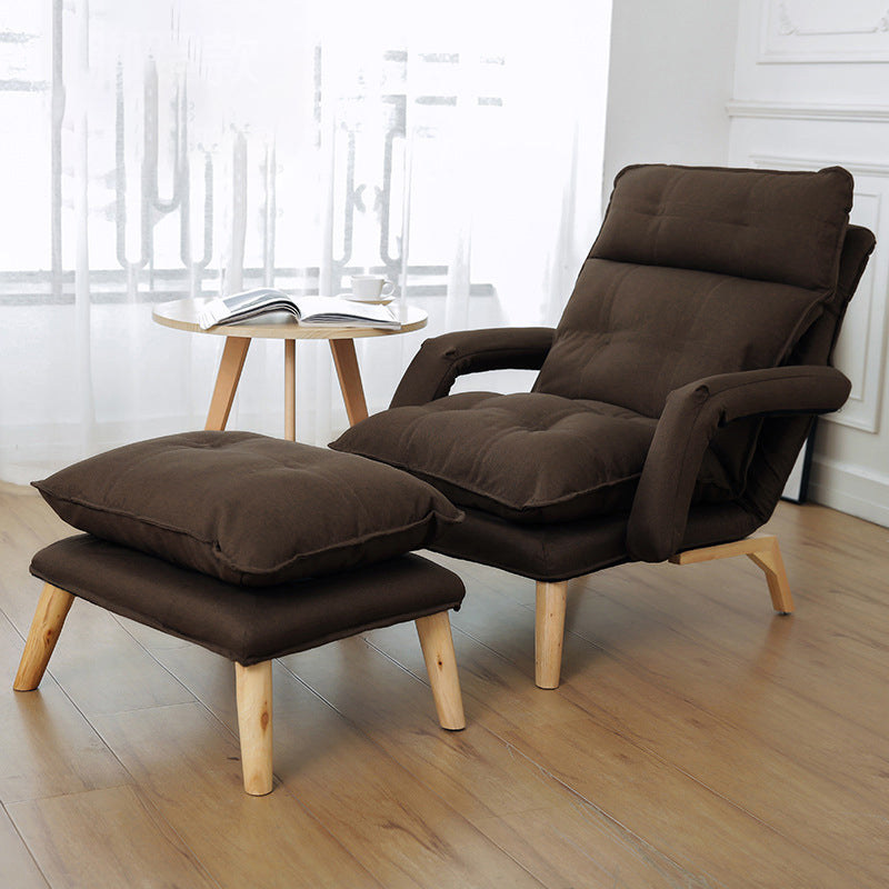 Modern Minimalist Polyester Steel Rubberwood Foam Sponge &amp; PP Cotton Padded Cozy Fabric With Adjustable Backrest Armrest Accent Chair For Living Room