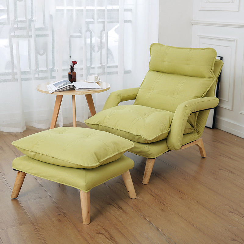 Modern Minimalist Polyester Steel Rubberwood Foam Sponge &amp; PP Cotton Padded Cozy Fabric With Adjustable Backrest Armrest Accent Chair For Living Room