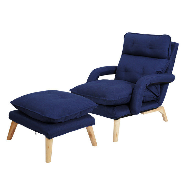 Modern Minimalist Polyester Steel Rubberwood Foam Sponge &amp; PP Cotton Padded Cozy Fabric With Adjustable Backrest Armrest Accent Chair For Living Room