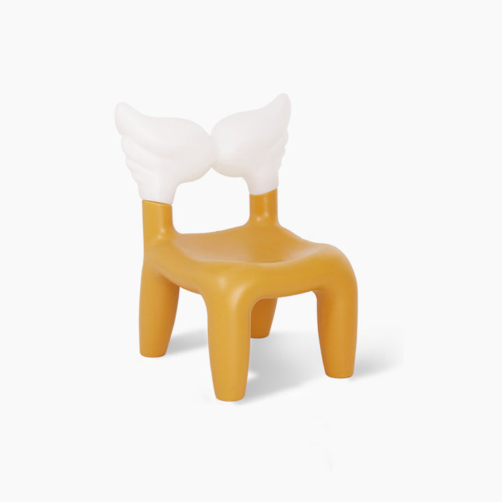 Modern Minimalist PE Plastic Decorative With Angel Wing Kids Backrest Armless Low Stool For Living Room