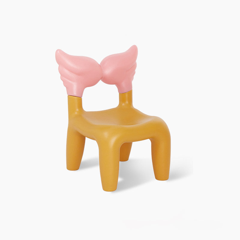 Modern Minimalist PE Plastic Decorative With Angel Wing Kids Backrest Armless Low Stool For Living Room
