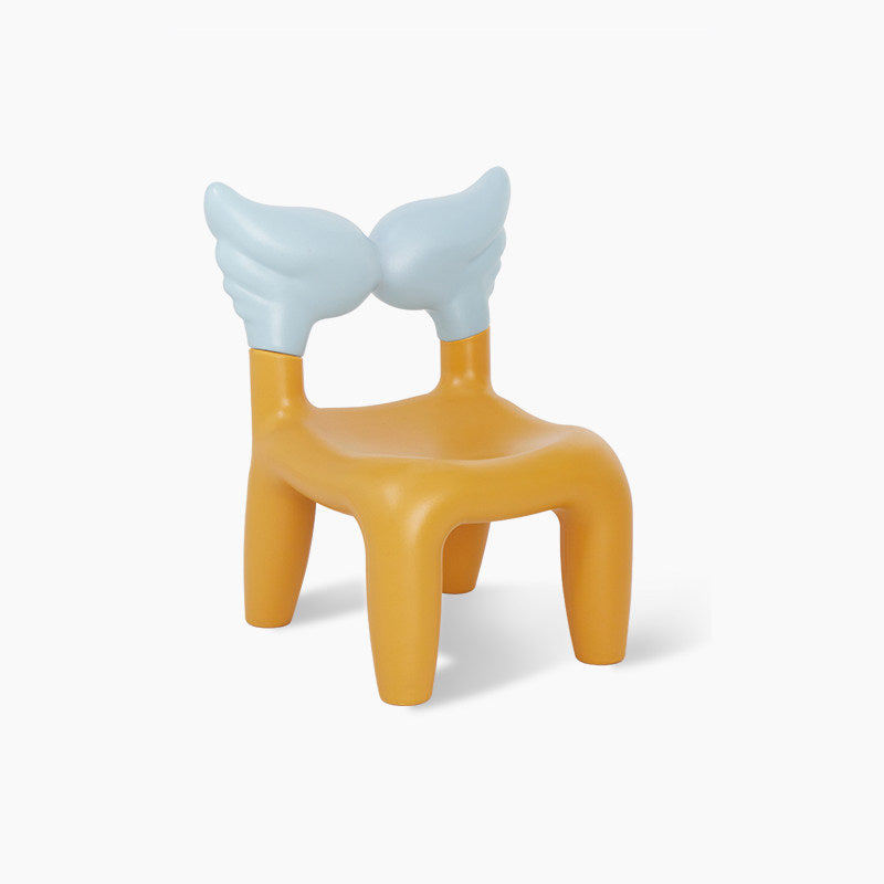 Modern Minimalist PE Plastic Decorative With Angel Wing Kids Backrest Armless Low Stool For Living Room