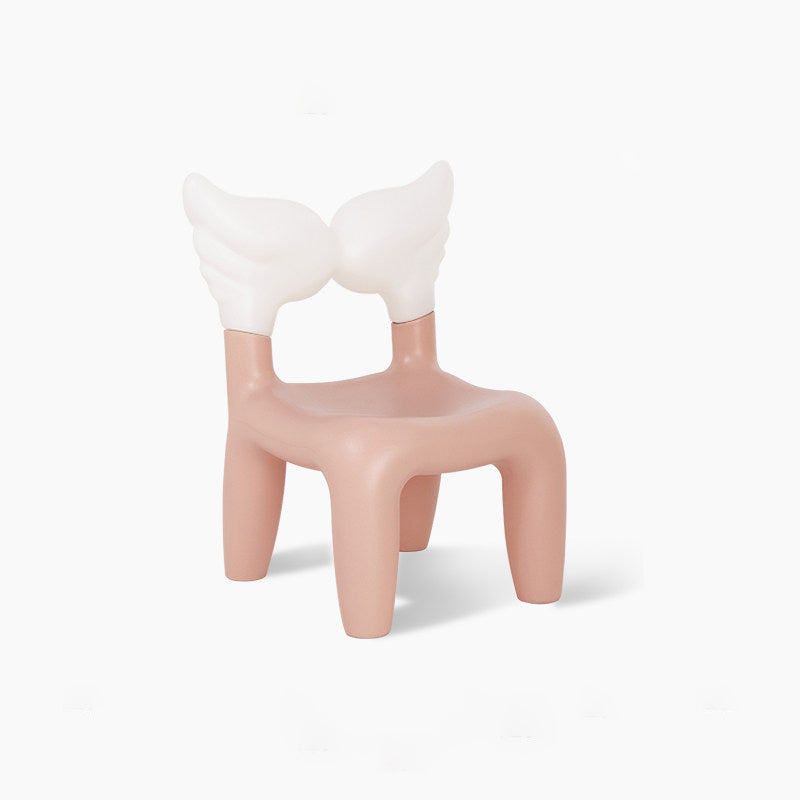 Modern Minimalist PE Plastic Decorative With Angel Wing Kids Backrest Armless Low Stool For Living Room