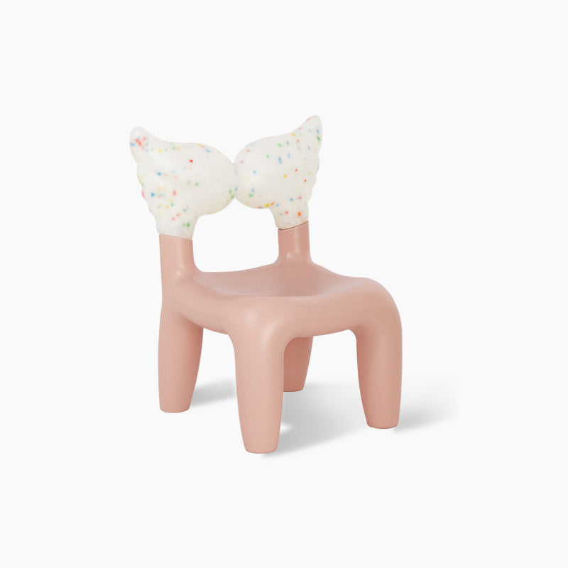 Modern Minimalist PE Plastic Decorative With Angel Wing Kids Backrest Armless Low Stool For Living Room