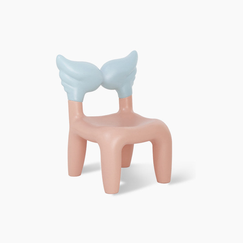 Modern Minimalist PE Plastic Decorative With Angel Wing Kids Backrest Armless Low Stool For Living Room