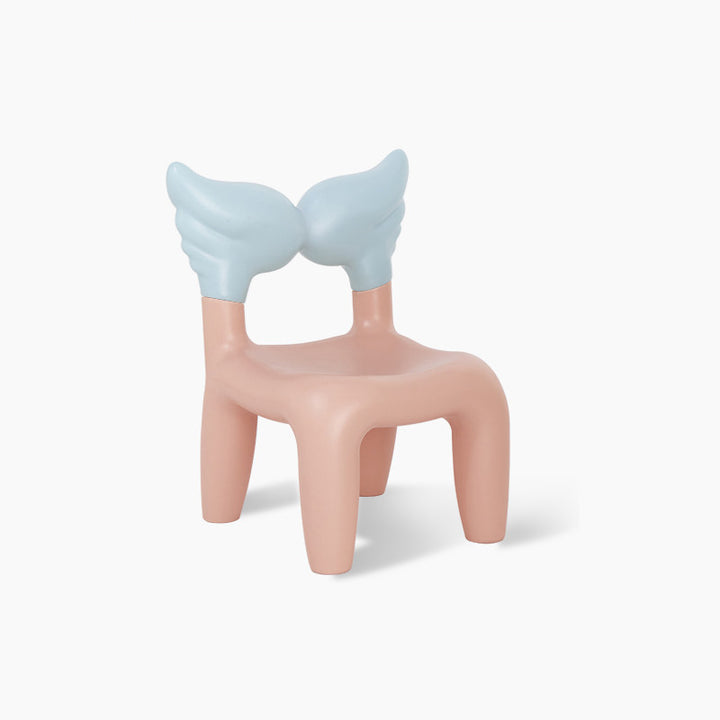 Modern Minimalist PE Plastic Decorative With Angel Wing Kids Backrest Armless Low Stool For Living Room