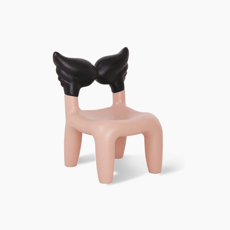 Modern Minimalist PE Plastic Decorative With Angel Wing Kids Backrest Armless Low Stool For Living Room