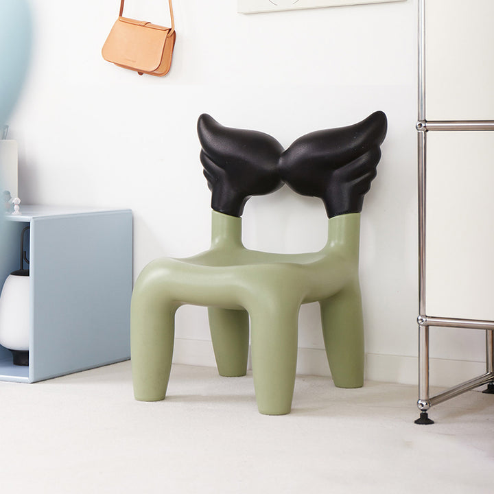 Modern Minimalist PE Plastic Decorative With Angel Wing Kids Backrest Armless Low Stool For Living Room