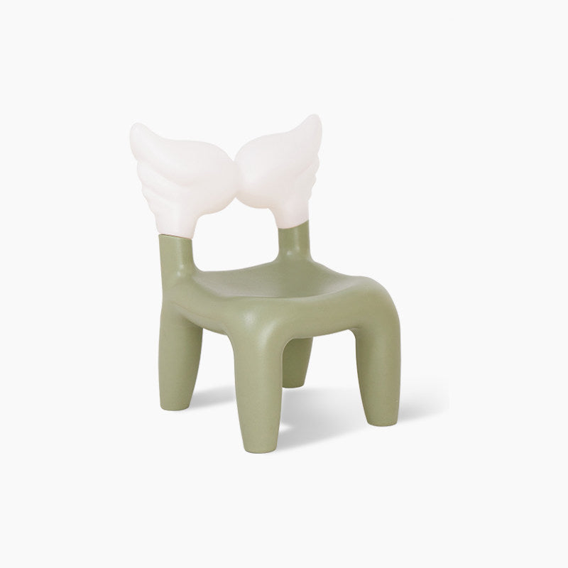 Modern Minimalist PE Plastic Decorative With Angel Wing Kids Backrest Armless Low Stool For Living Room